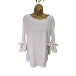 Counterparts Poet Blouse Womens Med White Flutter Sleeve Ties Romantic Timeless